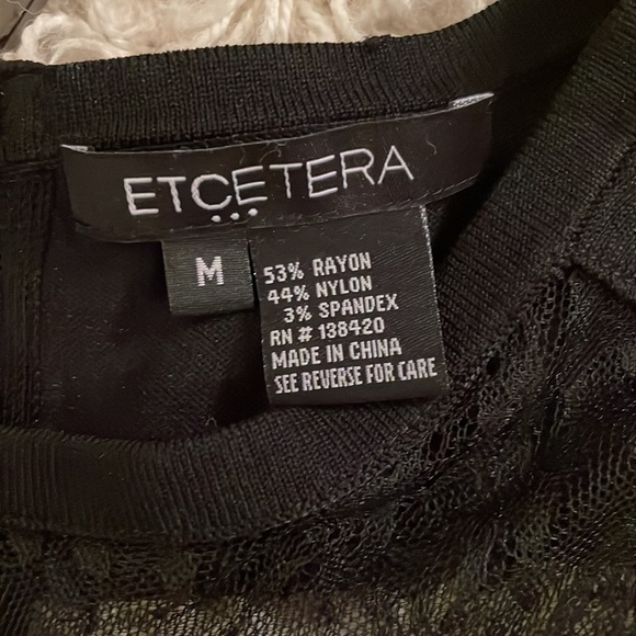 Etcetera Black A-line dress, size M. Lace detailing front & back, zipper closure - Picture 5 of 6